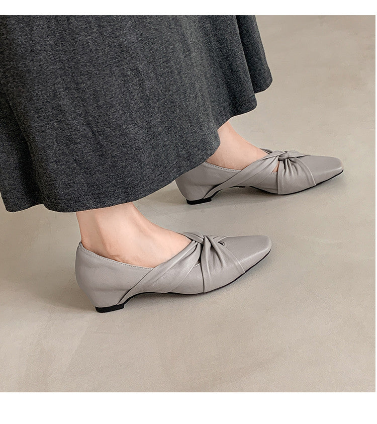 Karin Luna Cross Design Square Toe Hidden Wedge Shoes
