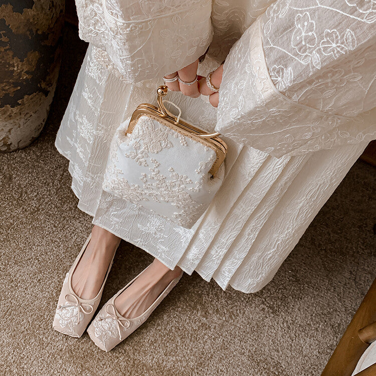 Karin Luna In Stock  In stock  Vintage Chinese Style Embroidered Rose~ Butterfly Knot Granny Shoes