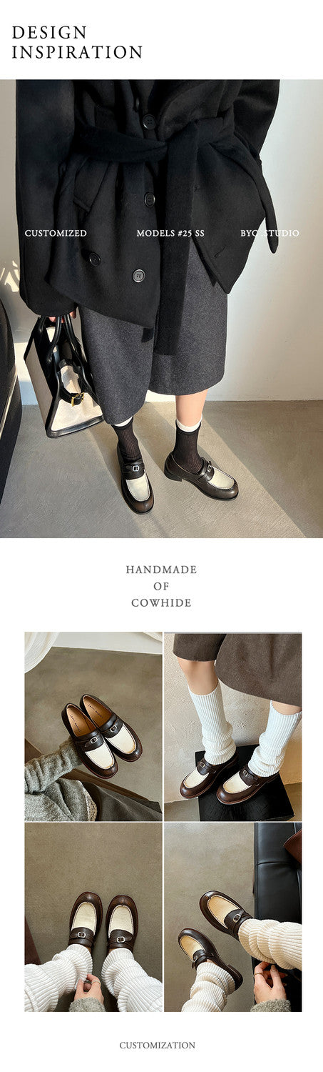 Karin Luna Casual Shoes Series~  In stock Classic color-blocking British style deep-mouth single shoes