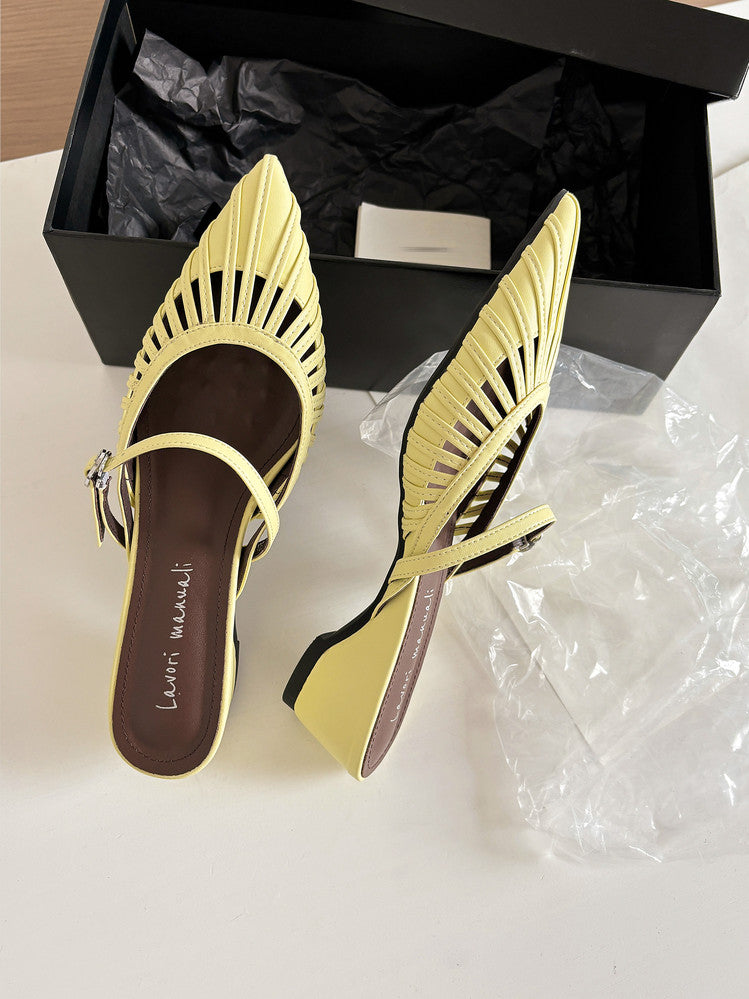 Karin Luna Casual Feel~In stock Pointed Toe Hollow Design Note Pointed Toe Slippers
