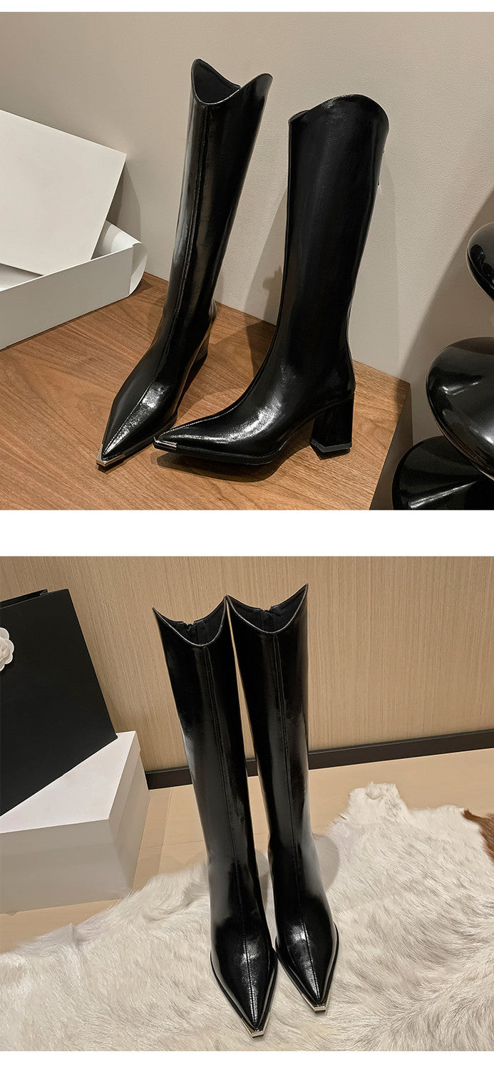 Karin Luna In Stock In-stock Pointed Toe Elegant High Heels v Slimming Effect Long Boots