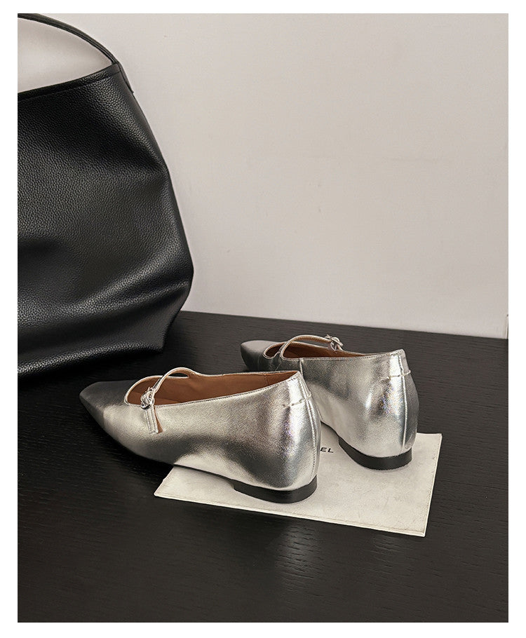 Karin Luna In Stock Spot Goods  Elegant Square-Toe One-Strap Height-Increasing Flats