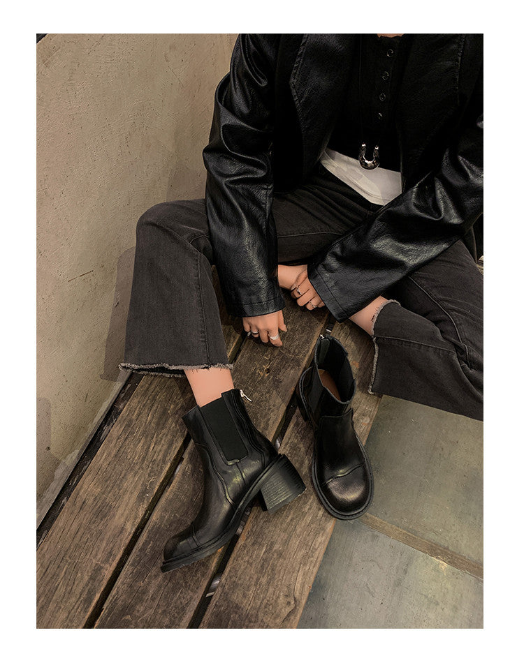 Karin Luna In Stock Spot Goods  Round Toe Stretch Round Toe Chelsea Short Boots