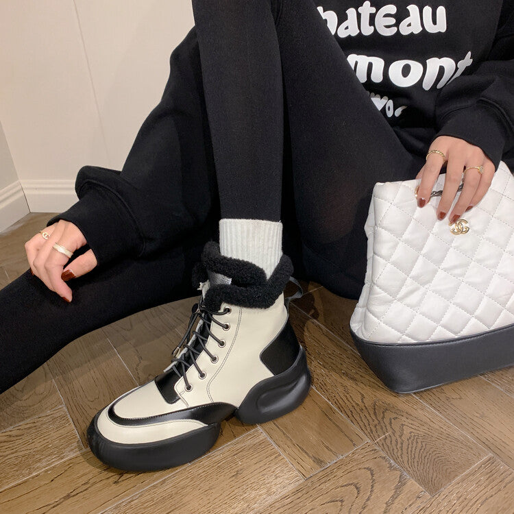 Karin Luna In Stock  Spot Goods  Hot-selling Sports Thick Sole Thickened Fur Snow Boots Full cowhide