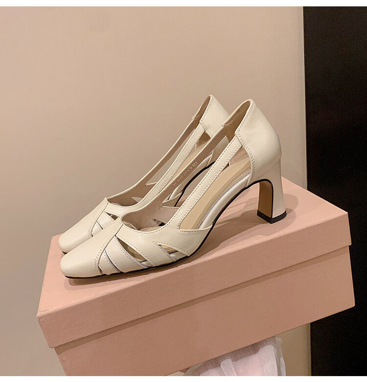 Karin Luna Hot-Selling Retro Big Item Big Goods Available for sale all seasons French-style Hollow Out Single Shoes Full leather inside and out