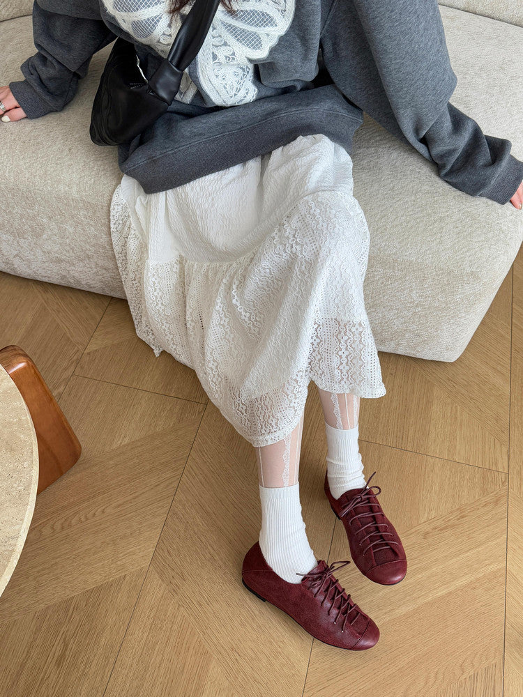 Karin Luna In Stock In Stock   Xiaohongshu Hot-Selling Lace-Up Round-Toe Deep Mouth Single Shoes