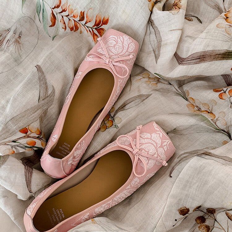 Karin Luna In Stock  In stock  Vintage Chinese Style Embroidered Rose~ Butterfly Knot Granny Shoes