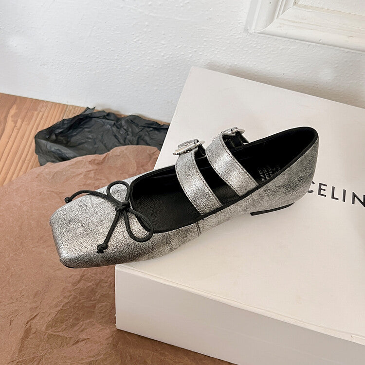 Karin Luna Future Sense silver~Spot Goods Spot Goods Hot-selling Bowknot Retro Belt Buckle Ballet Mary Jane Shoes