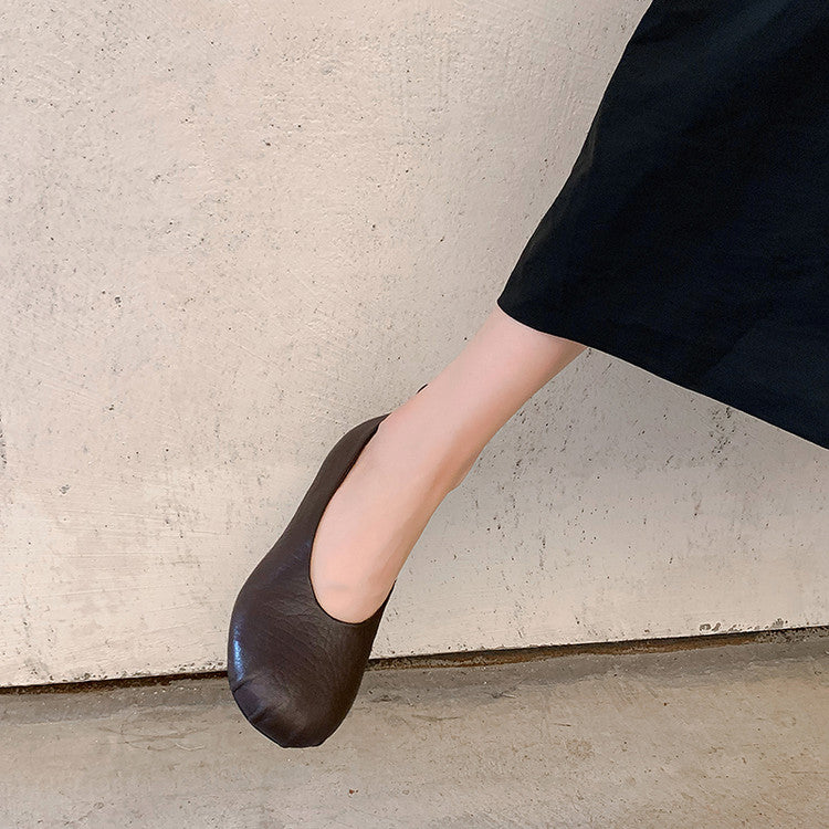 Karin Luna Full Layer Inside and Out~Elephant Pattern Round Toe Hidden Wedge Granny Shoes