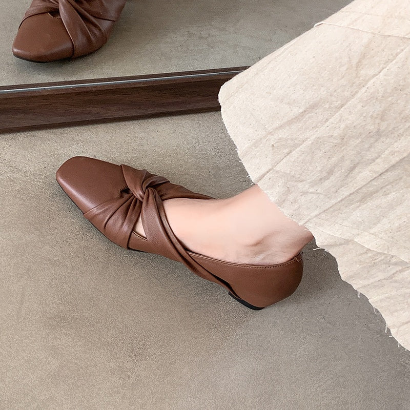 Karin Luna Cross Design Square Toe Hidden Wedge Shoes