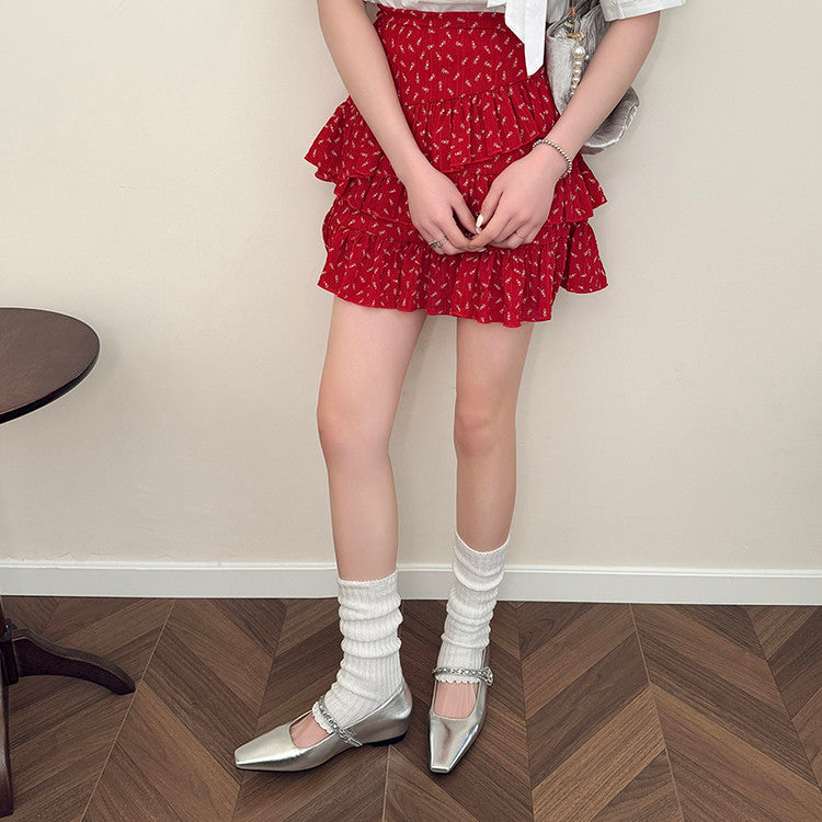 Karin Luna In Stock In Stock ~Metal One-Strap Pearl Small Square Toe Height-Increasing Flats