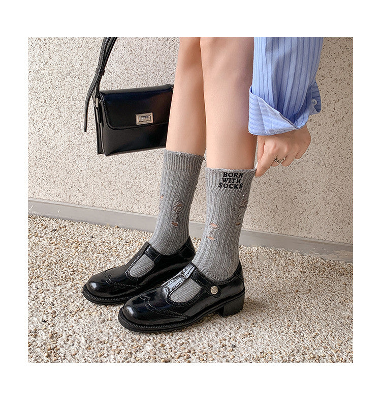 Karin Luna In Stock Spot Goods  Color Matching t Round Toe British Style Single Shoes