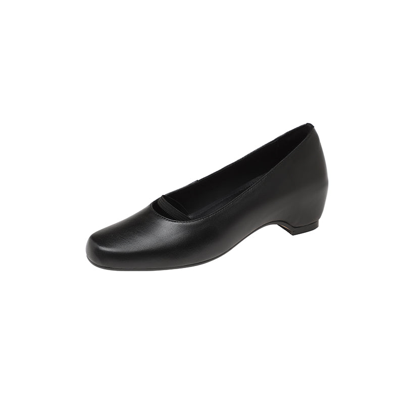 Karin Luna In Stock Spot Goods    Retro Elastic Band Chunky Heel Single Shoes
