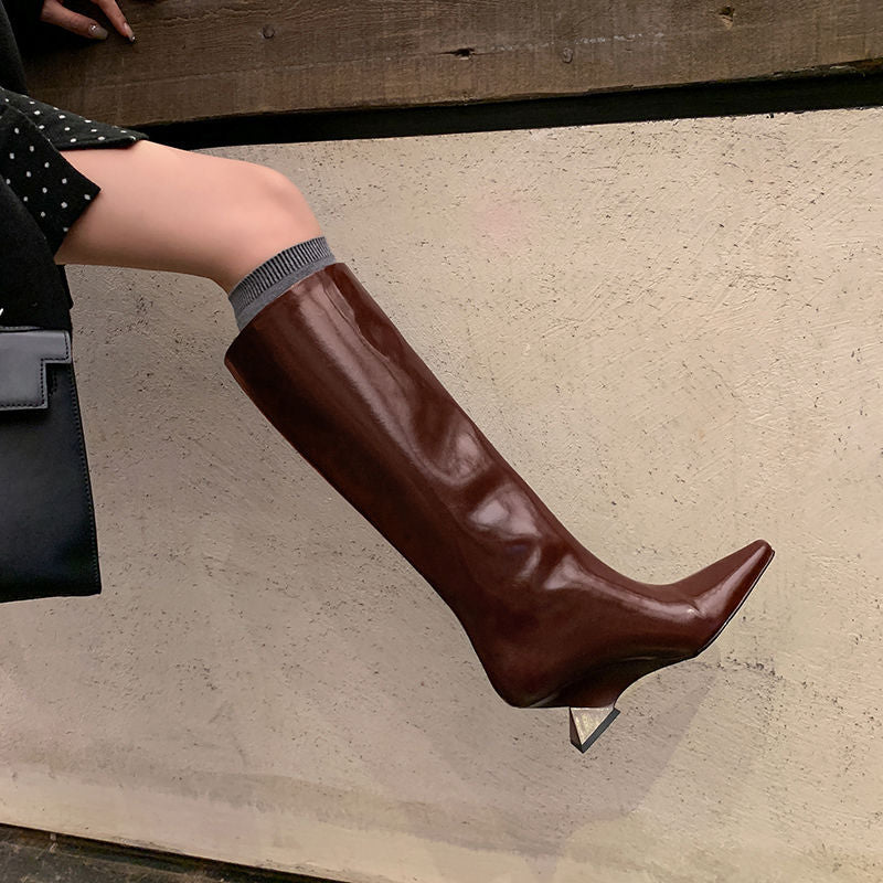 Karin Luna European and American Style Unisex Square-Toed Long Boots