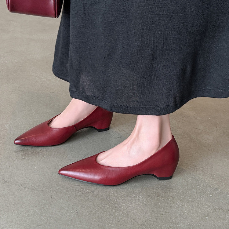 Karin Luna Full Layer Inside and Out~Basic Versatile Retro French Pointed Toe Irregular Heel Single Shoes