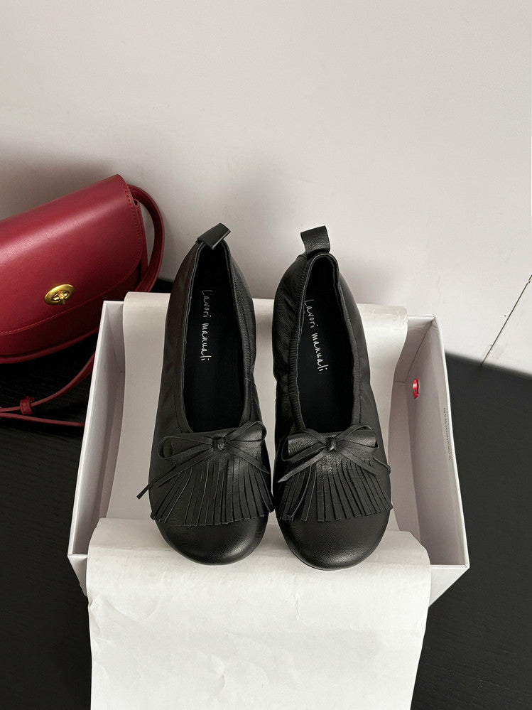 Karin Luna In Stock Spot Goods   Tassel Round Toe Hidden Wedge Mary Jane Shoes