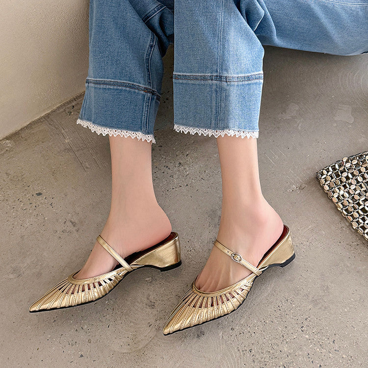 Karin Luna Casual Feel~In stock Pointed Toe Hollow Design Note Pointed Toe Slippers