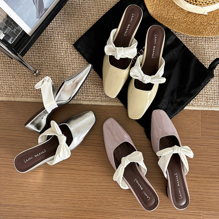 Karin Luna In Stock In Stock  Fluffy feel Bowknot Closed-Toe Slippers