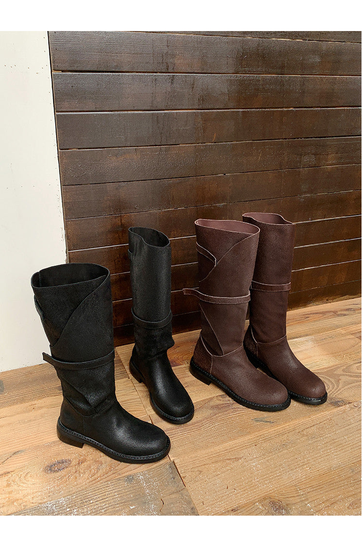 Karin Luna In Stock Spot Goods   Heavy-duty Edition Highly Consuming Material Round Toe Long Boots