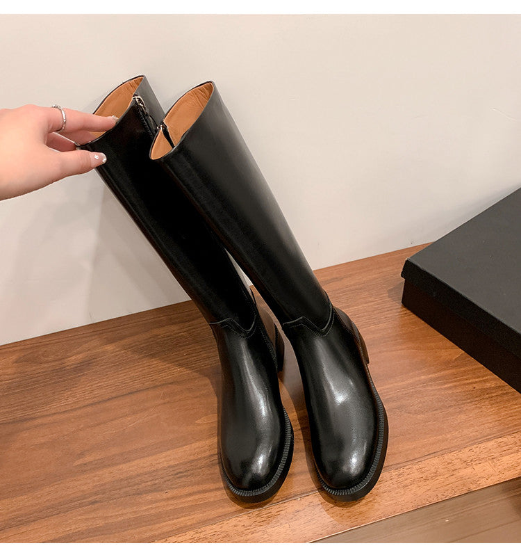 Karin Luna In Stock In-stock Basic Classic Timeless Round Toe Casual Riding Boots