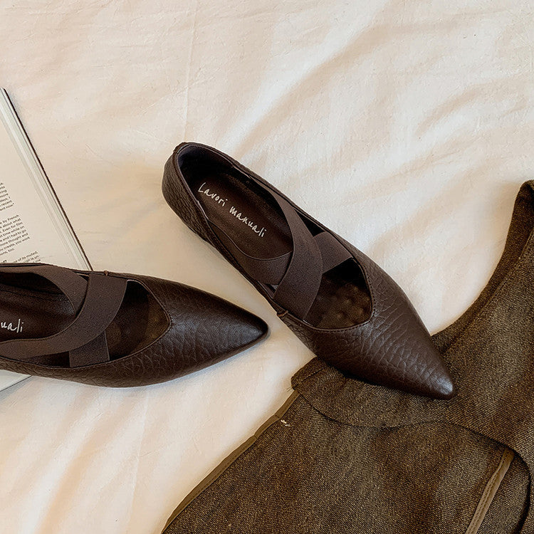 Karin Luna In Stock  Spot Goods  a Large Number of Spot Goods Pointed Toe Cross Strap Hidden Wedge Shoes