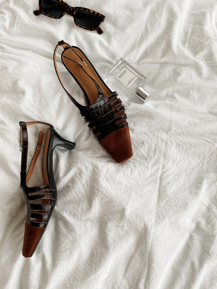 Karin Luna In Stock Spot Goods   French Retro Small Square Toe Closed-Toe Elegant Closed-Toe Sandals