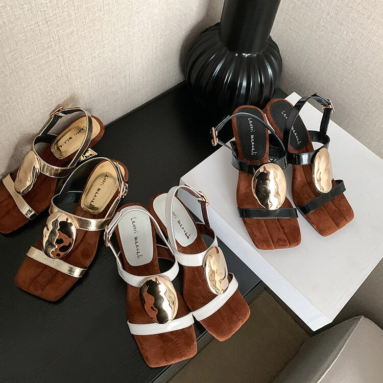 Karin Luna Hot-Selling Fasteners  Irregular Heel Open-Toe Sandals
