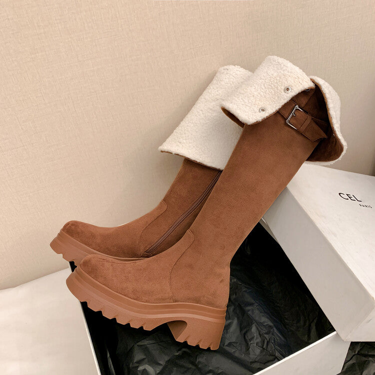 Karin Luna has prepared stock  Main Push Main Push  Hot-selling Large Sole Self-flowing Foldable Round Toe Over-the-Knee Boots