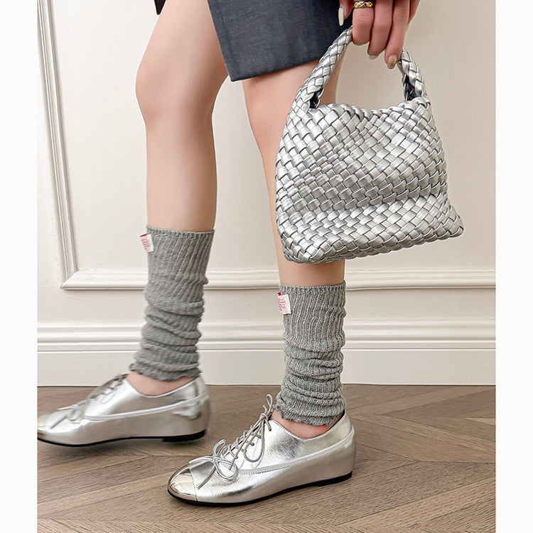 Karin Luna In Stock Spot Goods  Casual Lace-Up Metal Toe Bow Deep Mouth Single Shoes