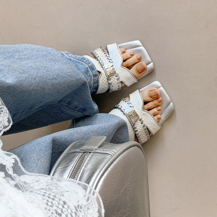 Karin Luna Fish Skin Series~ Hot-selling Square-Toe Slippers with Built-in Traffic