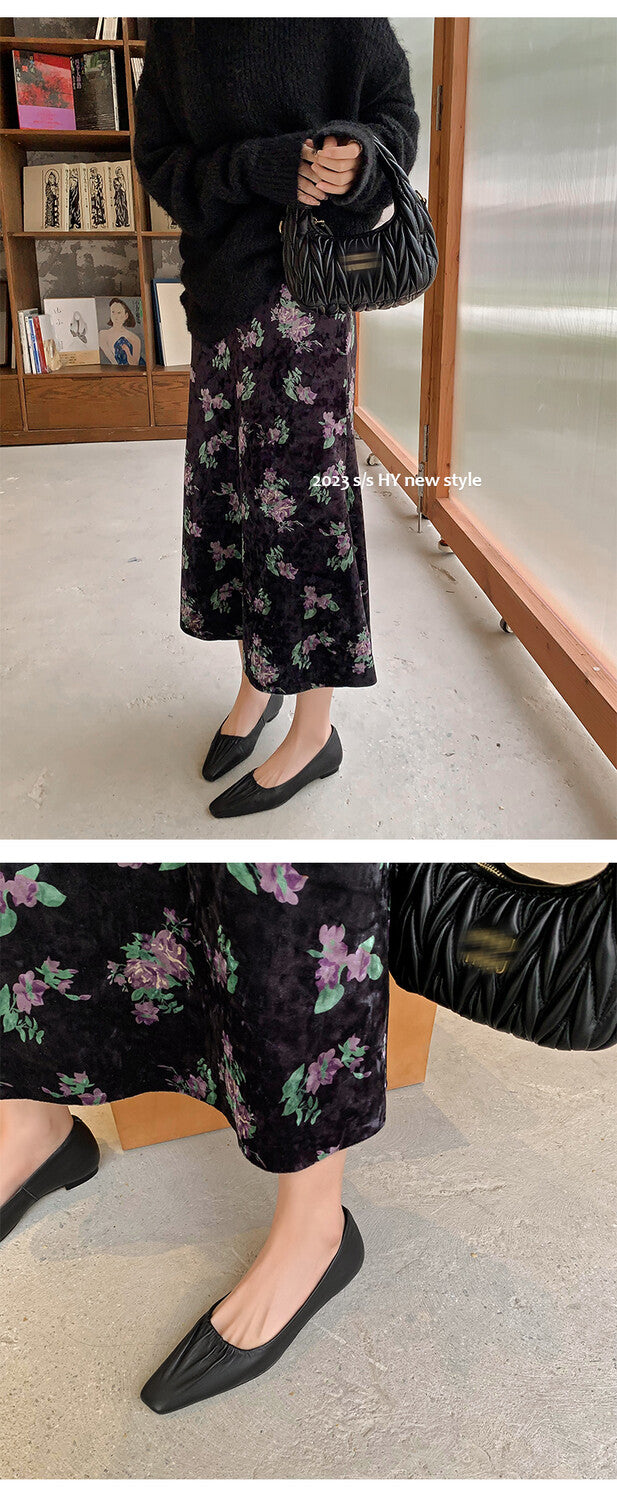 Karin Luna fell in love at first sight~ Spot Goods  Spot Goods Vintage Wrinkled Hollow Soft Sheepskin Elegant Versatile Single Shoes