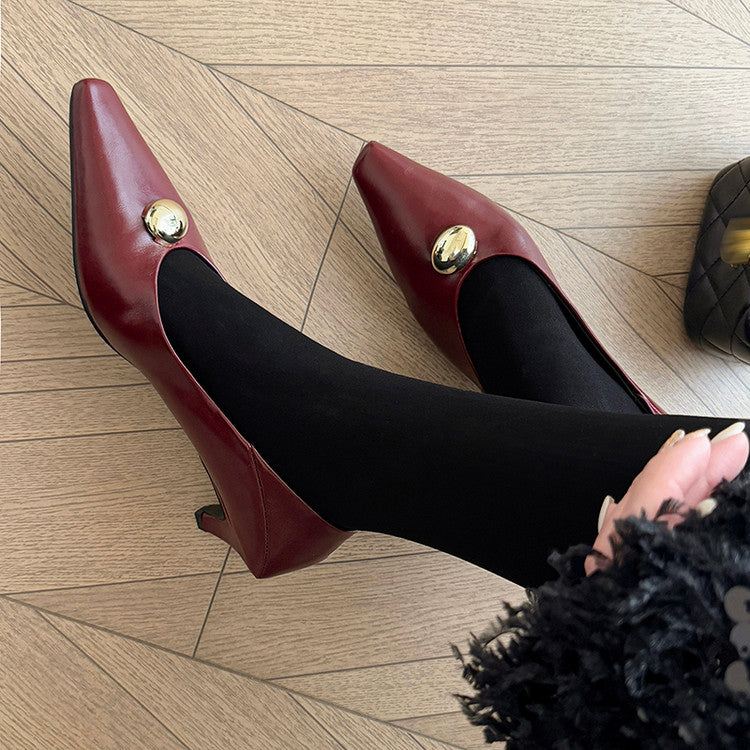 Karin Luna In Stock In Stock ~Basic Versatile French Style Small Square Toe Shallow Mouth Single Shoes
