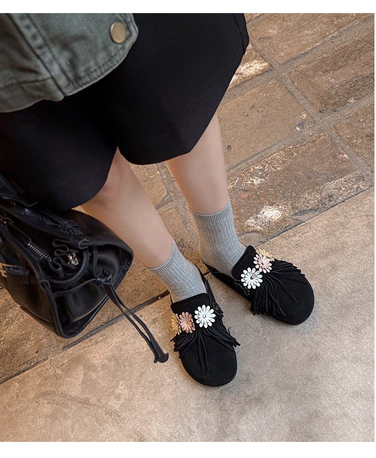Karin Luna   Tassel Three-Dimensional Flower Thick-Soled Closed-Toe Slippers
