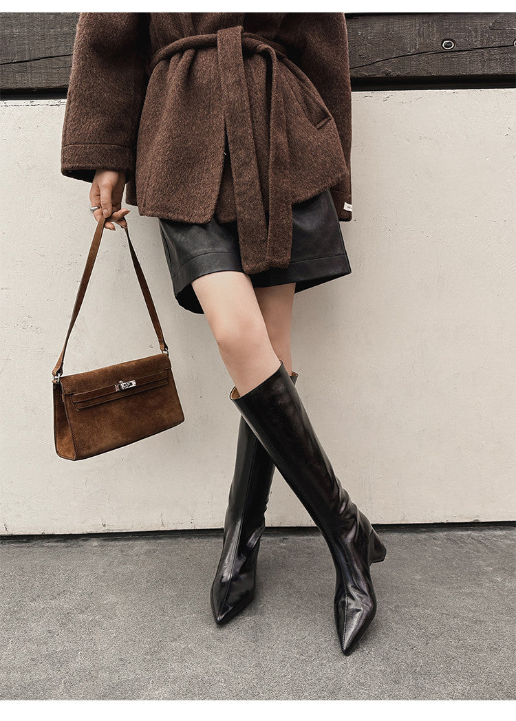 Karin Luna Elegant Style Pointed Toe Internal Height Increase Long Boots