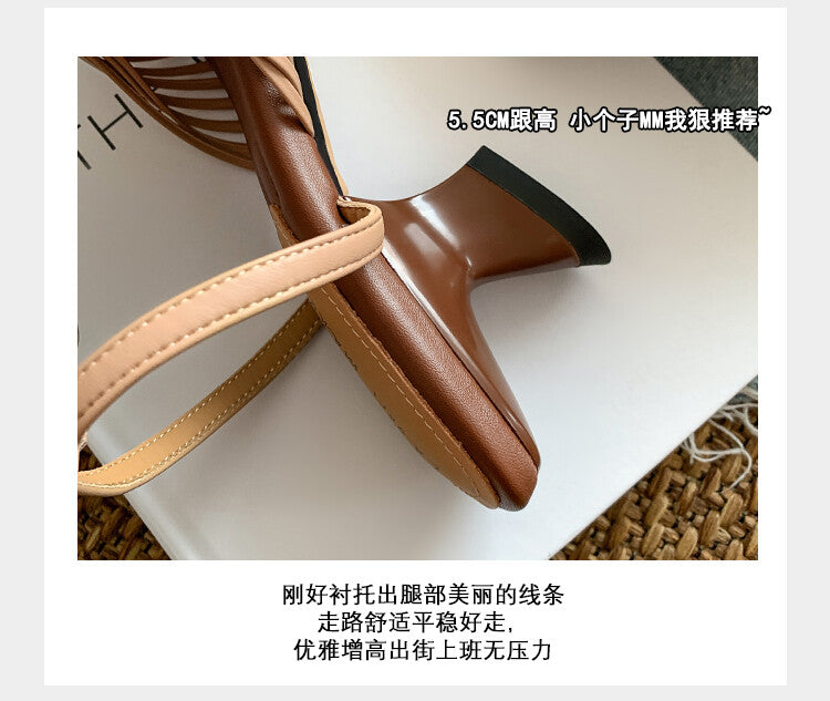 Karin Luna In Stock Spot Goods   Super stable shaped heel hand-woven open-toe sandals