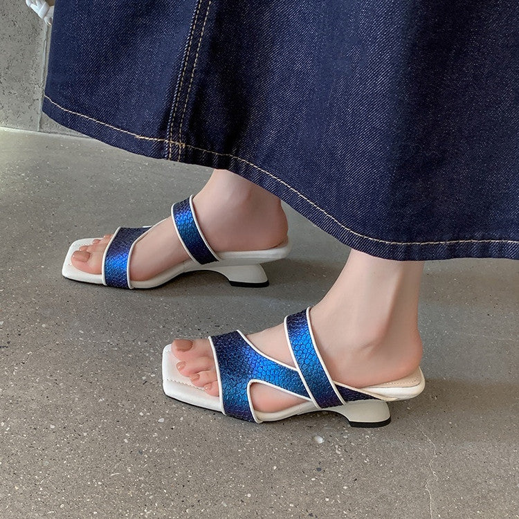 Karin Luna Fish Skin Series~Minimalist Square Toe Popular Irregular Heel Slippers