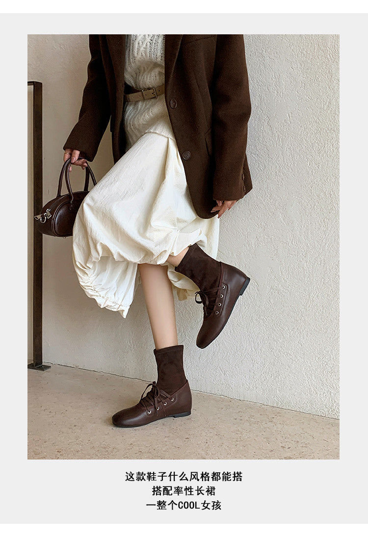Karin Luna Round Toe Internal Height Increase Lace-up Ankle Boots
