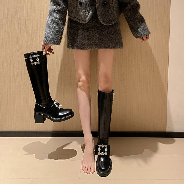 Karin Luna has prepared stock  Custom Large Square Buckle Bowknot Fastener Elegant Long Boots