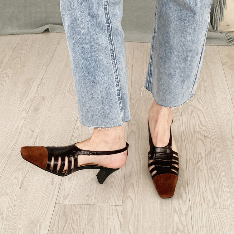 Karin Luna In Stock Spot Goods   French Retro Small Square Toe Closed-Toe Elegant Closed-Toe Sandals