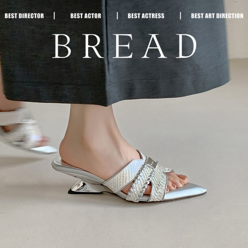Karin Luna Fish Skin Series~Minimalist Pointed Toe Hot-Selling Unique Heel Slippers