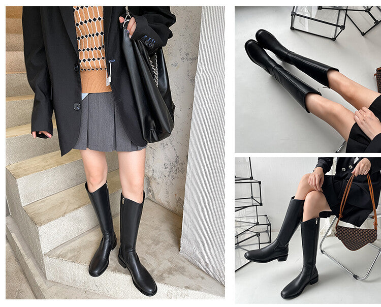 Karin Luna In Stock  Cowhide Niche Versatile Style Knight Boots