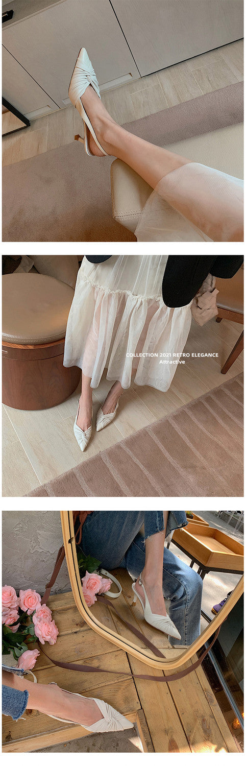 Karin Luna In Stock In Stock  Exquisite Pointed Toe Backless Closed-Toe Stiletto Sandals