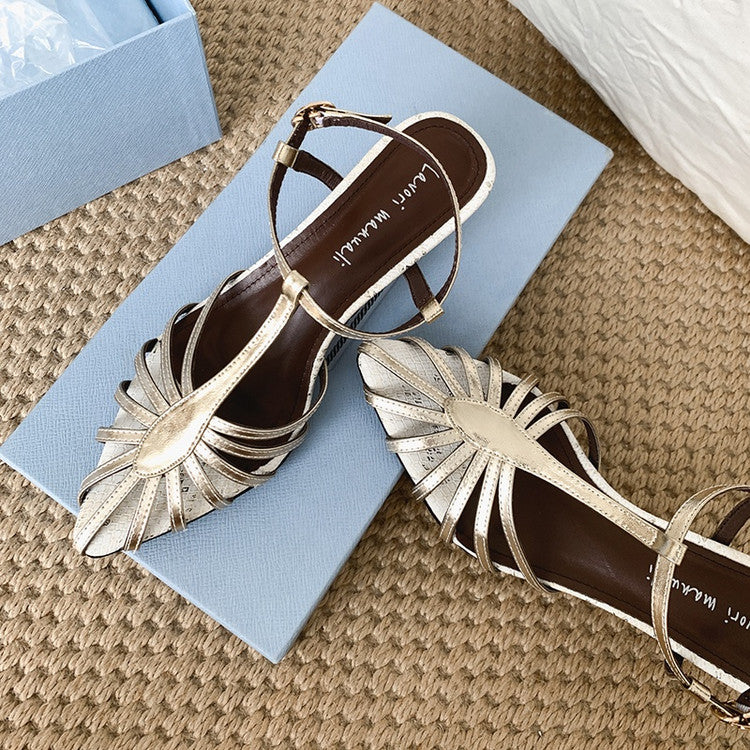 Karin Luna In Stock Spot Goods Open-toe French Style Metal Heel Sandals