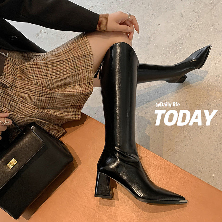 Karin Luna In Stock In-stock Pointed Toe Elegant High Heels v Slimming Effect Long Boots