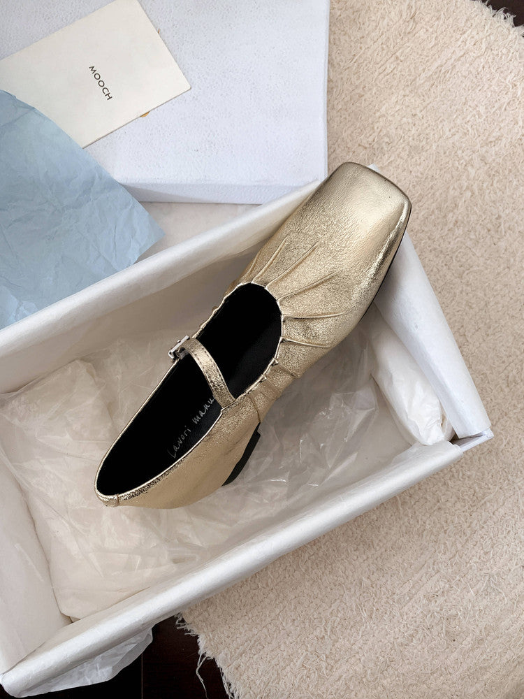 Karin Luna In Stock Spot Goods  Vintage Wrinkled One-Strap Granny Flats