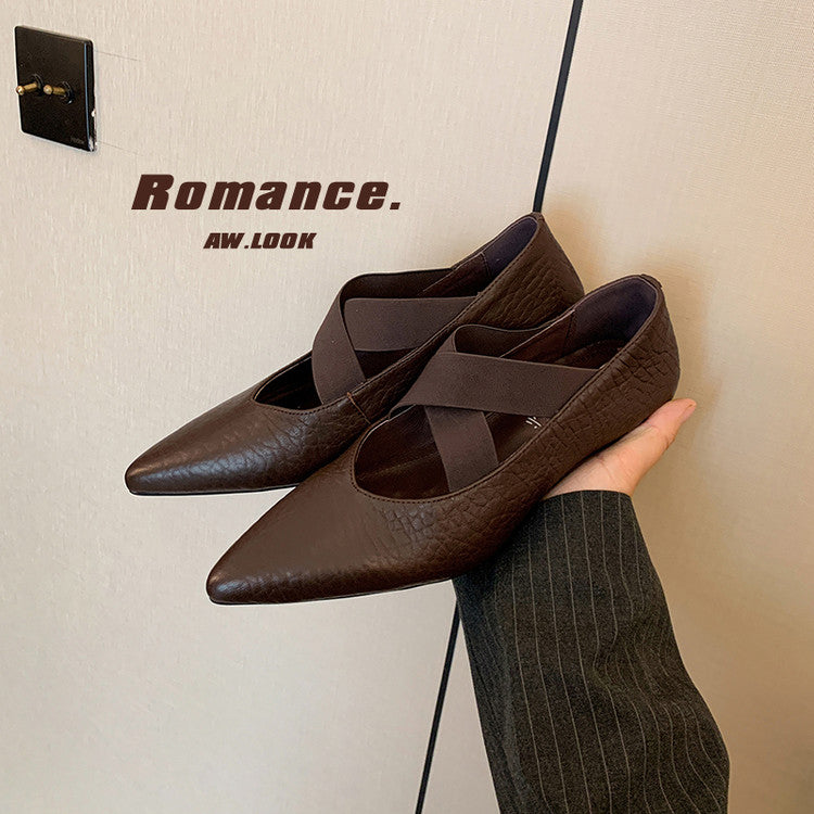 Karin Luna In Stock  Spot Goods  a Large Number of Spot Goods Pointed Toe Cross Strap Hidden Wedge Shoes