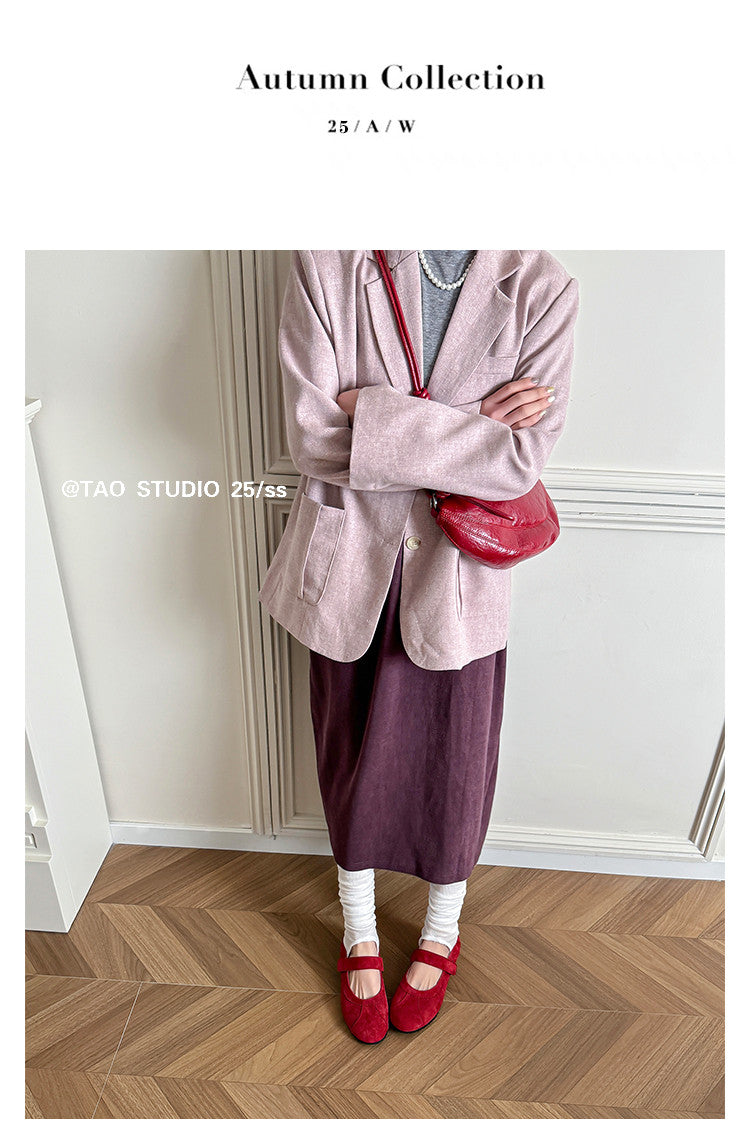 Karin Luna Casual Shoes Series~  In Stock In Stock Magic Tape Round Toe Internal Height Increase Single Strap Flats
