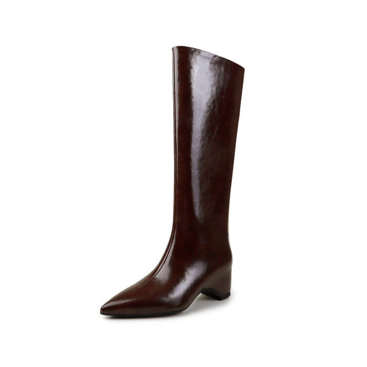 Karin Luna Minimalist Style High Tube Pointed Toe Hidden Heel Boots
