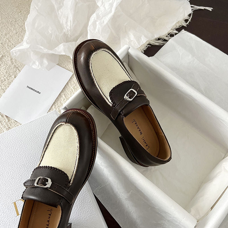 Karin Luna Casual Shoes Series~  In stock Classic color-blocking British style deep-mouth single shoes