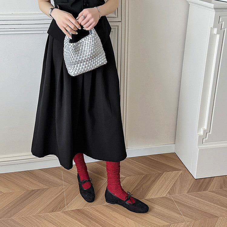 Karin Luna In Stock Spot Goods  Summer Breathable Retro Embroidered Bow Granny Shoes
